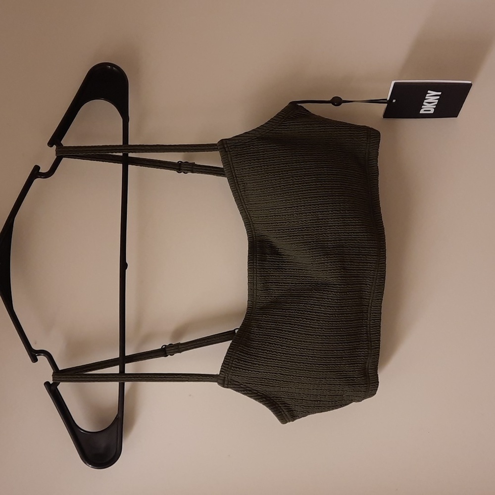 NWT, DKNY Textured Bralette Bikini Top in Moss